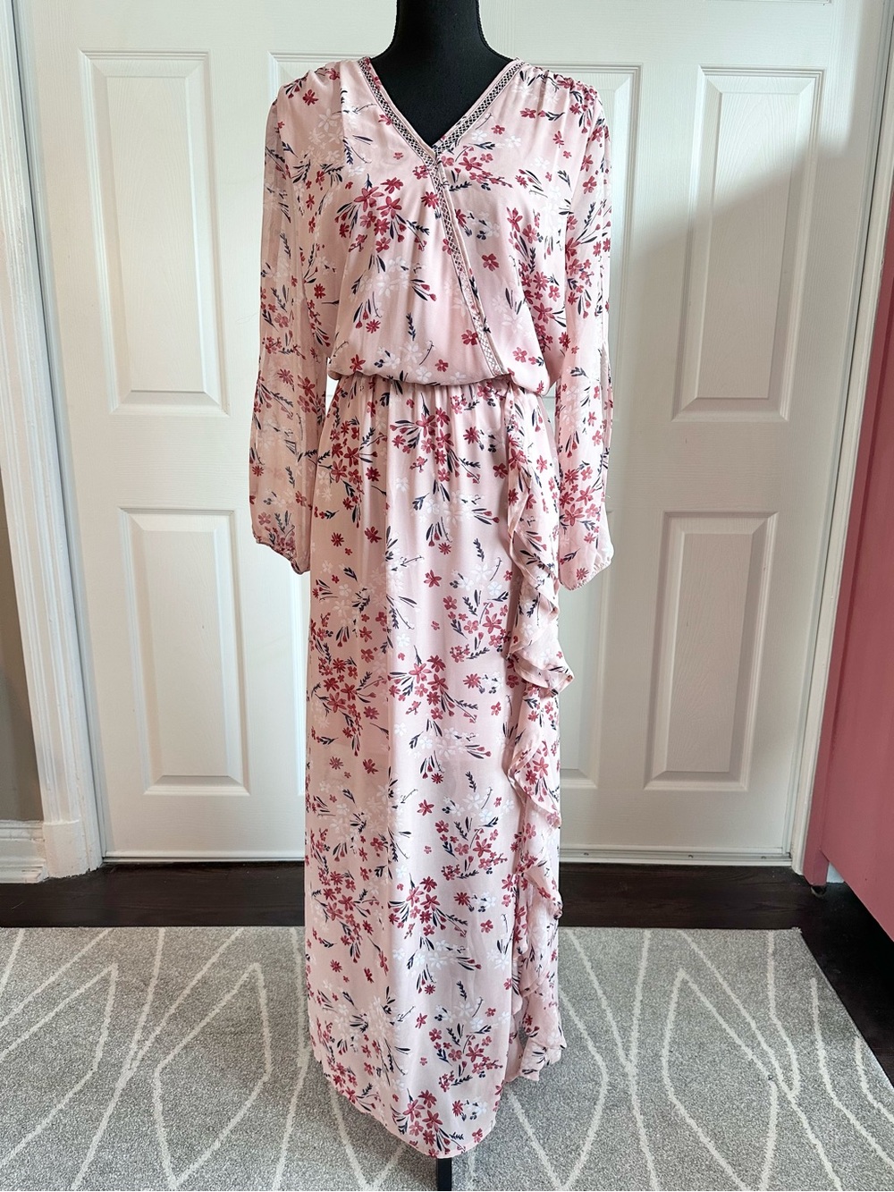 JustFab Pink Floral Maxi Dress